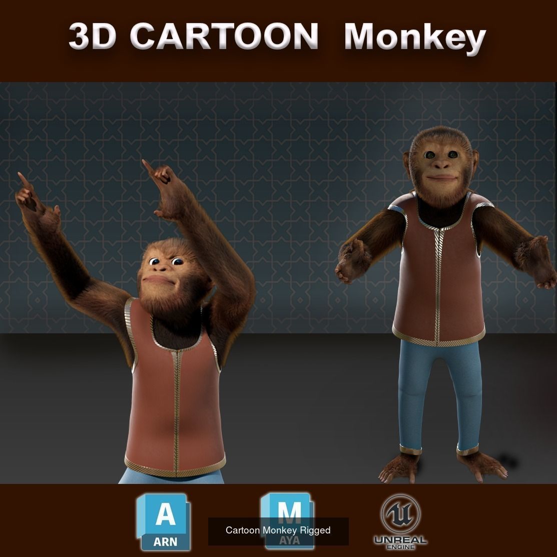 Cartoon Animals Rigged V1 3D Model Collection_8