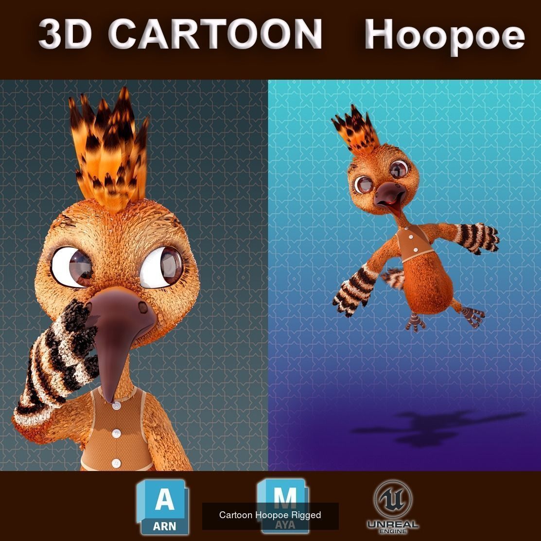 Cartoon Animals Rigged V1 3D Model Collection_7