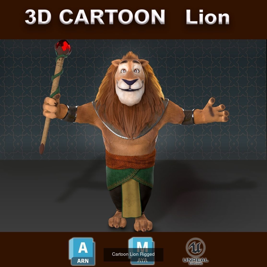 Cartoon Animals Rigged V1 3D Model Collection_1