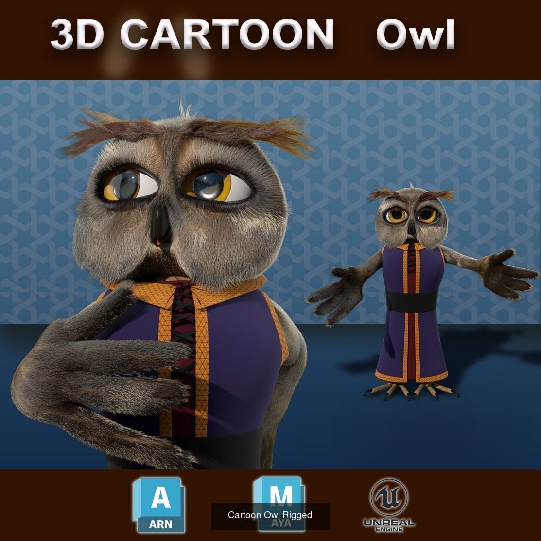 Cartoon Animals Rigged V1 3D Model Collection_9