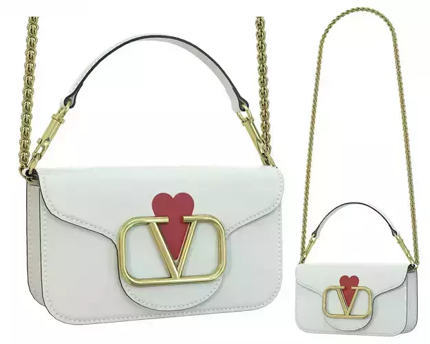 Valentino Garavani Loco Small Shoulder Bag White with Heart Low-poly 3D model
