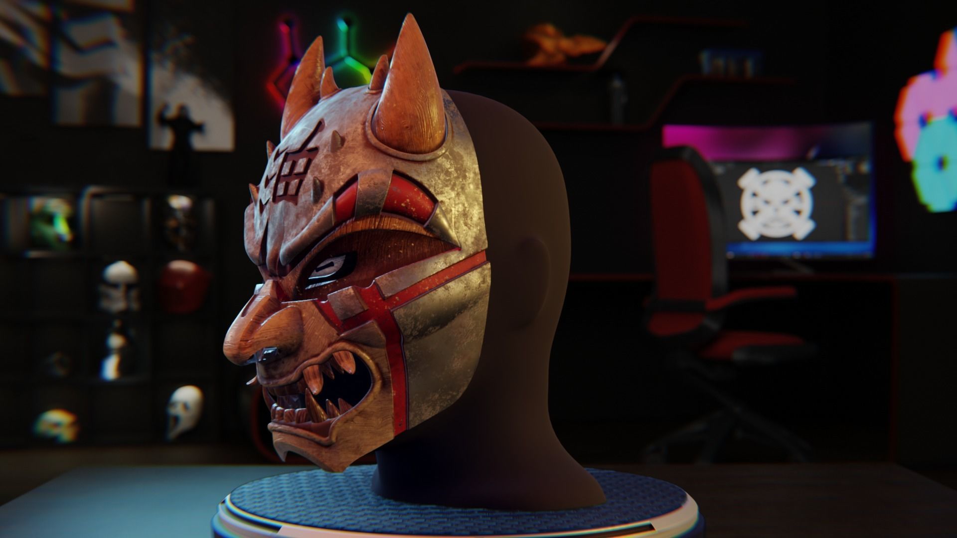  3D File of Jiraiya mask from Naruto 3D print model_3