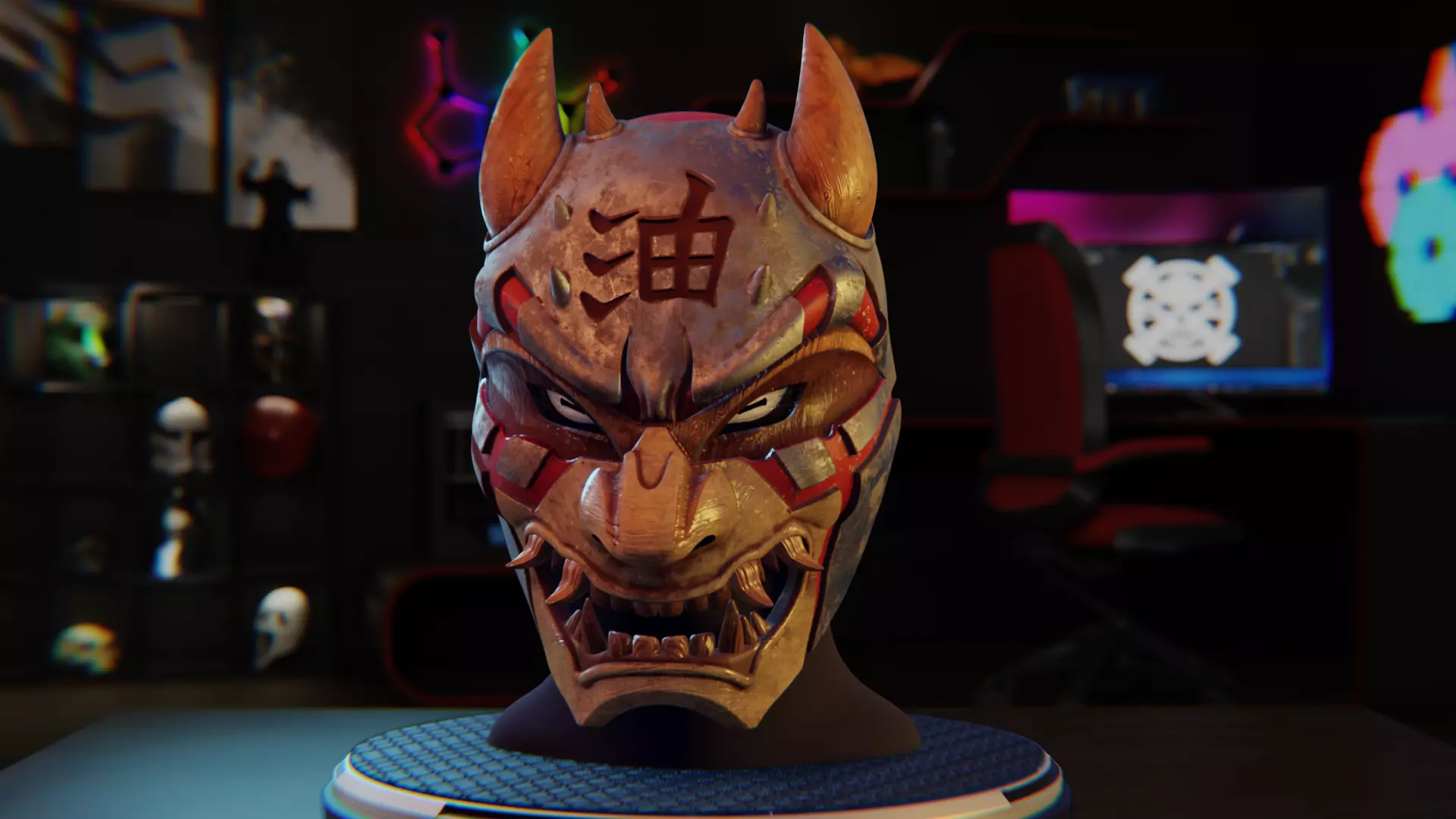  3D File of Jiraiya mask from Naruto 3D print model_0