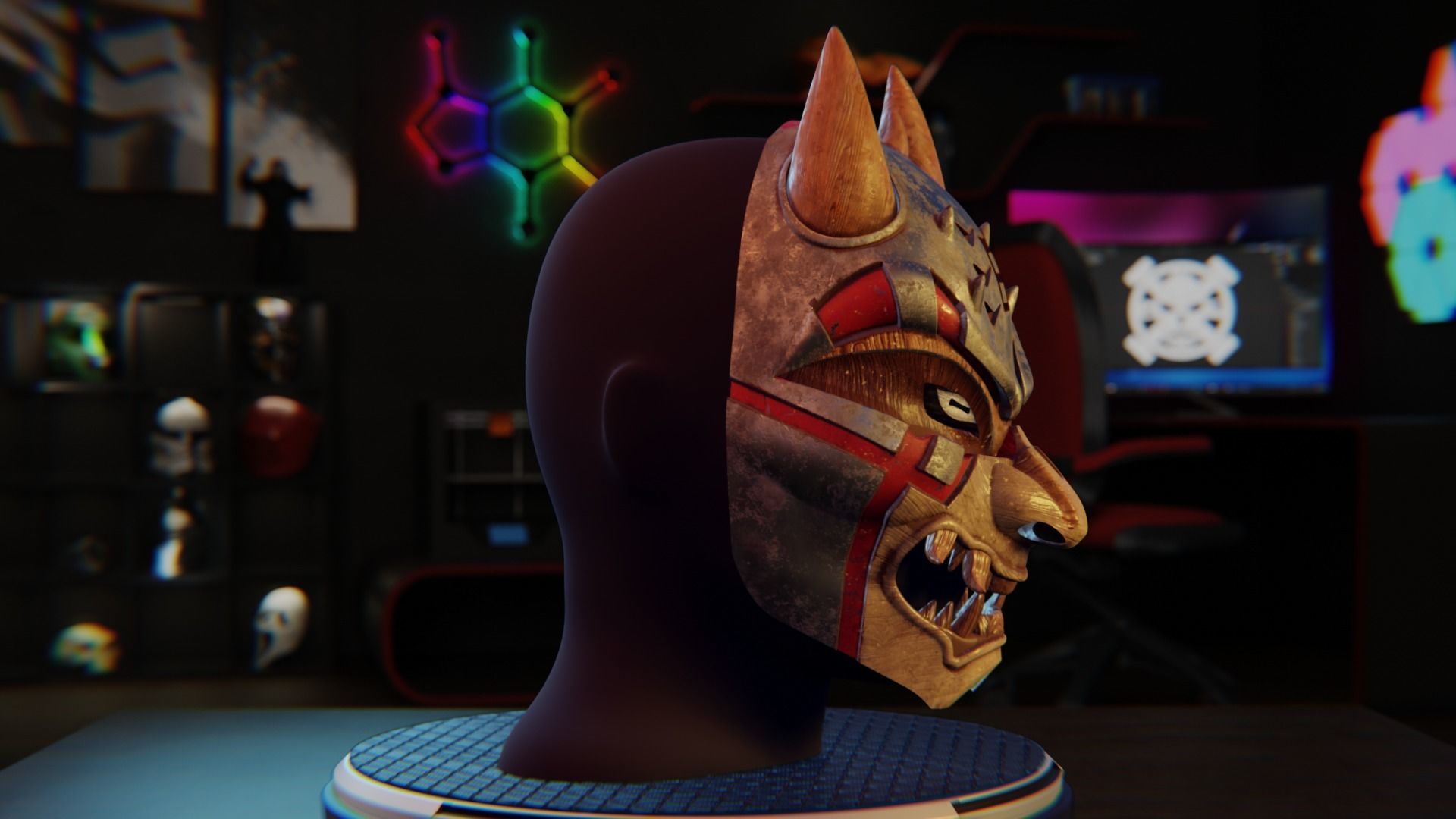  3D File of Jiraiya mask from Naruto 3D print model_2