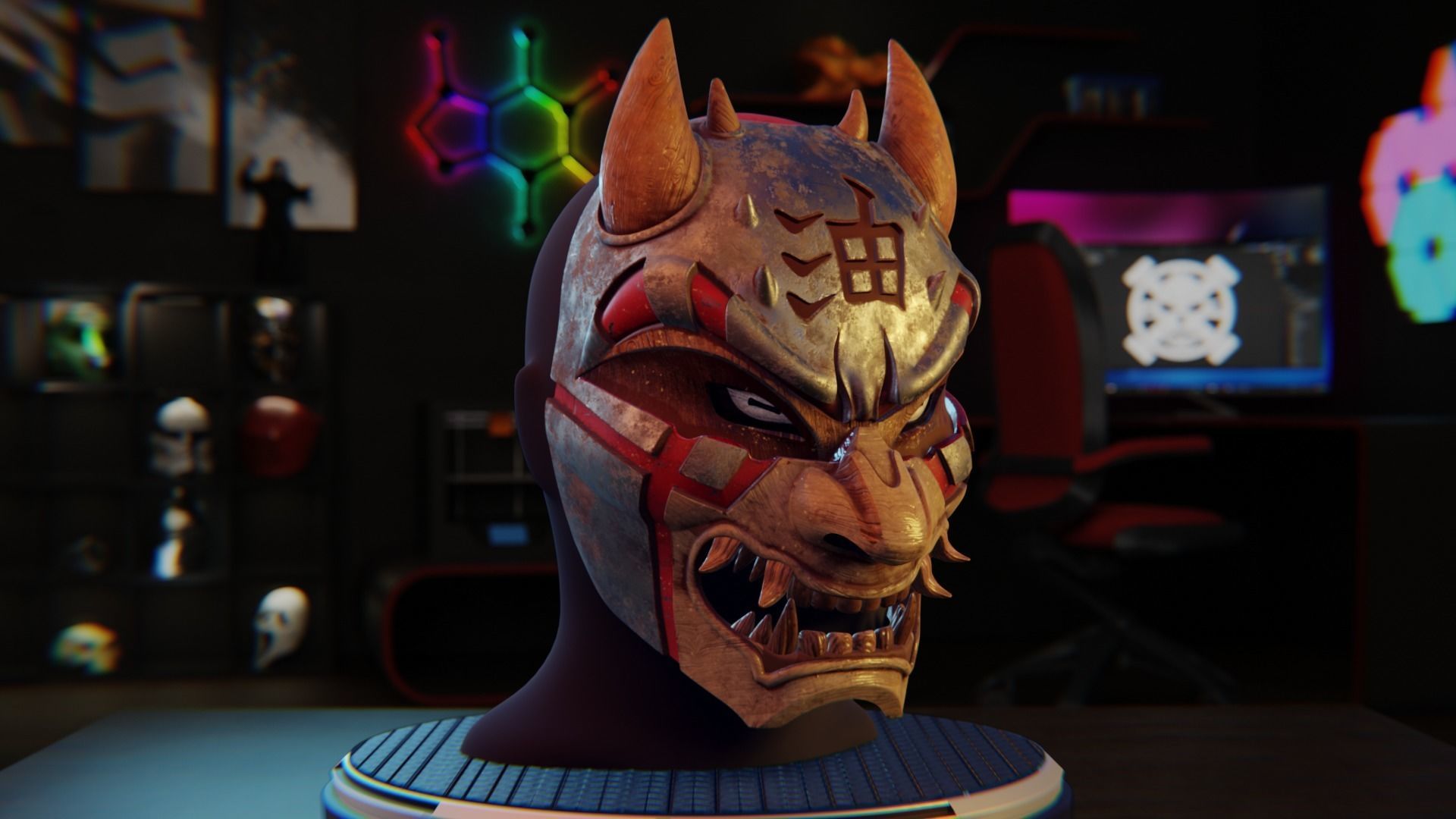  3D File of Jiraiya mask from Naruto 3D print model_1