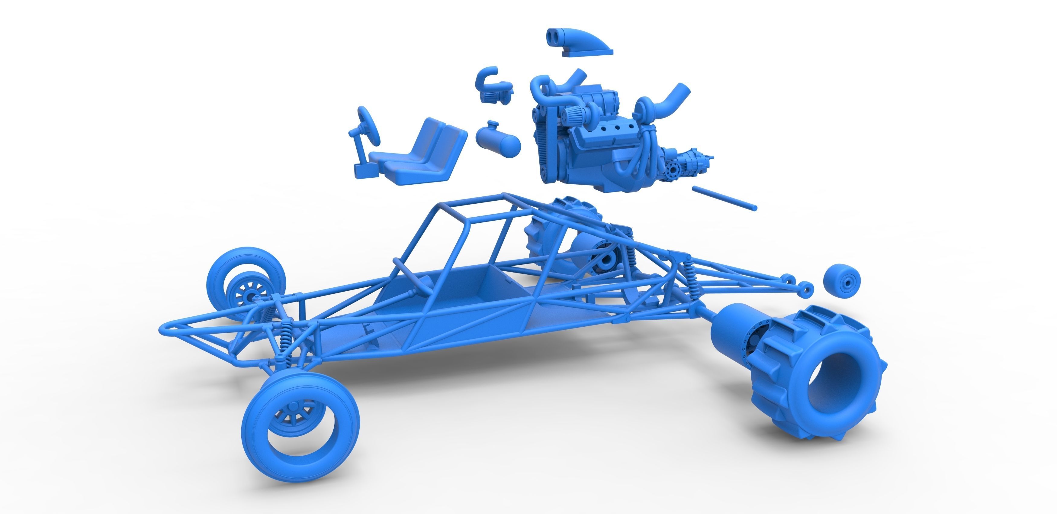 Sand drag Rail buggy Scale 1 to 25 3D print model_30