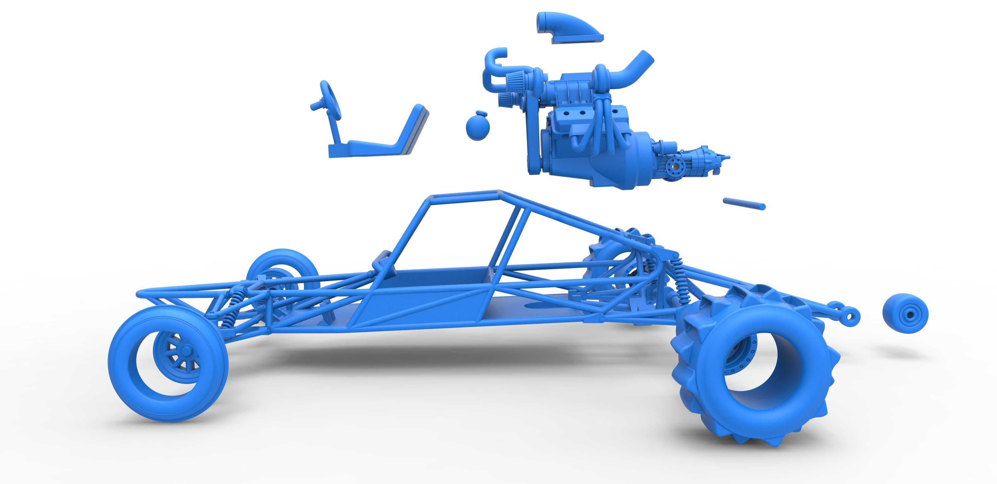 Sand drag Rail buggy Scale 1 to 25 3D print model_34