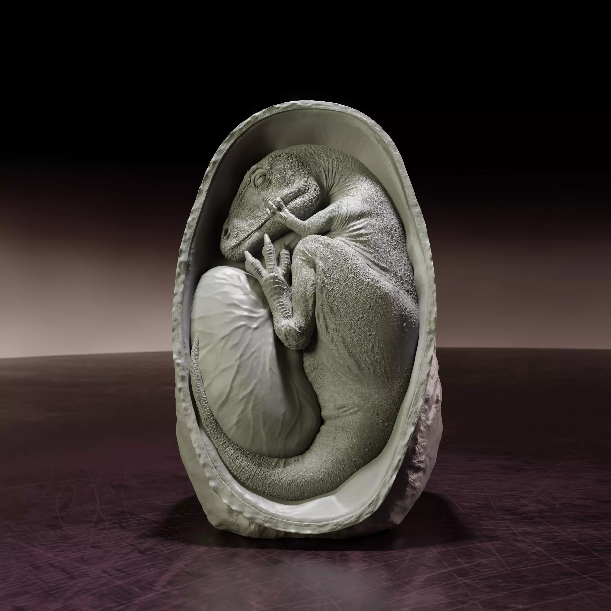 Charcharadontosaurus embryo - pre-supported dino egg 3D print model_0