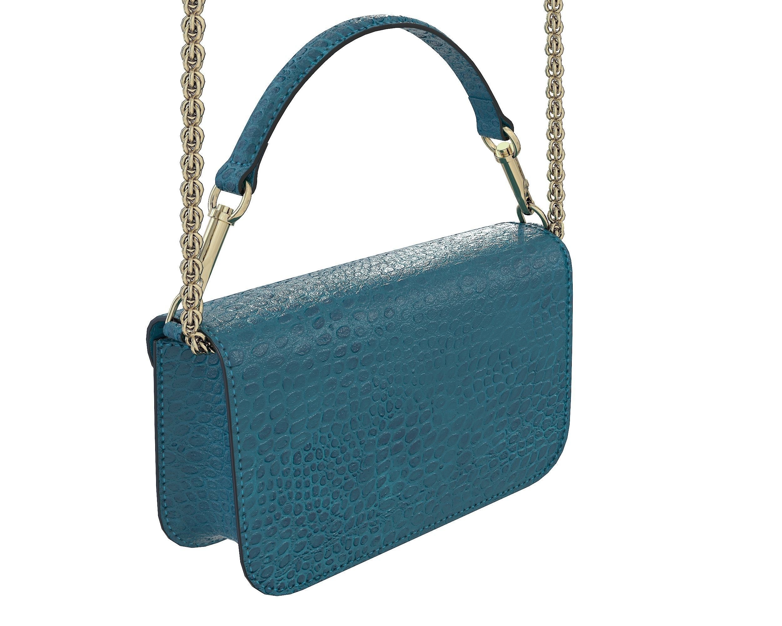 Valentino Garavani Loco Small Shoulder Bag Blue Snake Low-poly 3D model_7
