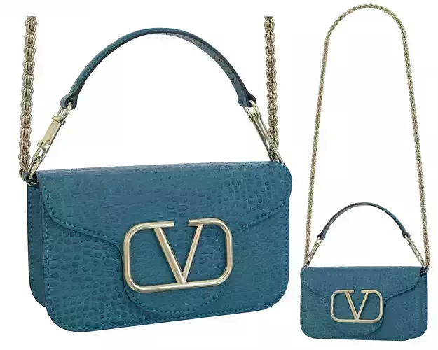Valentino Garavani Loco Small Shoulder Bag Blue Snake Low-poly 3D model