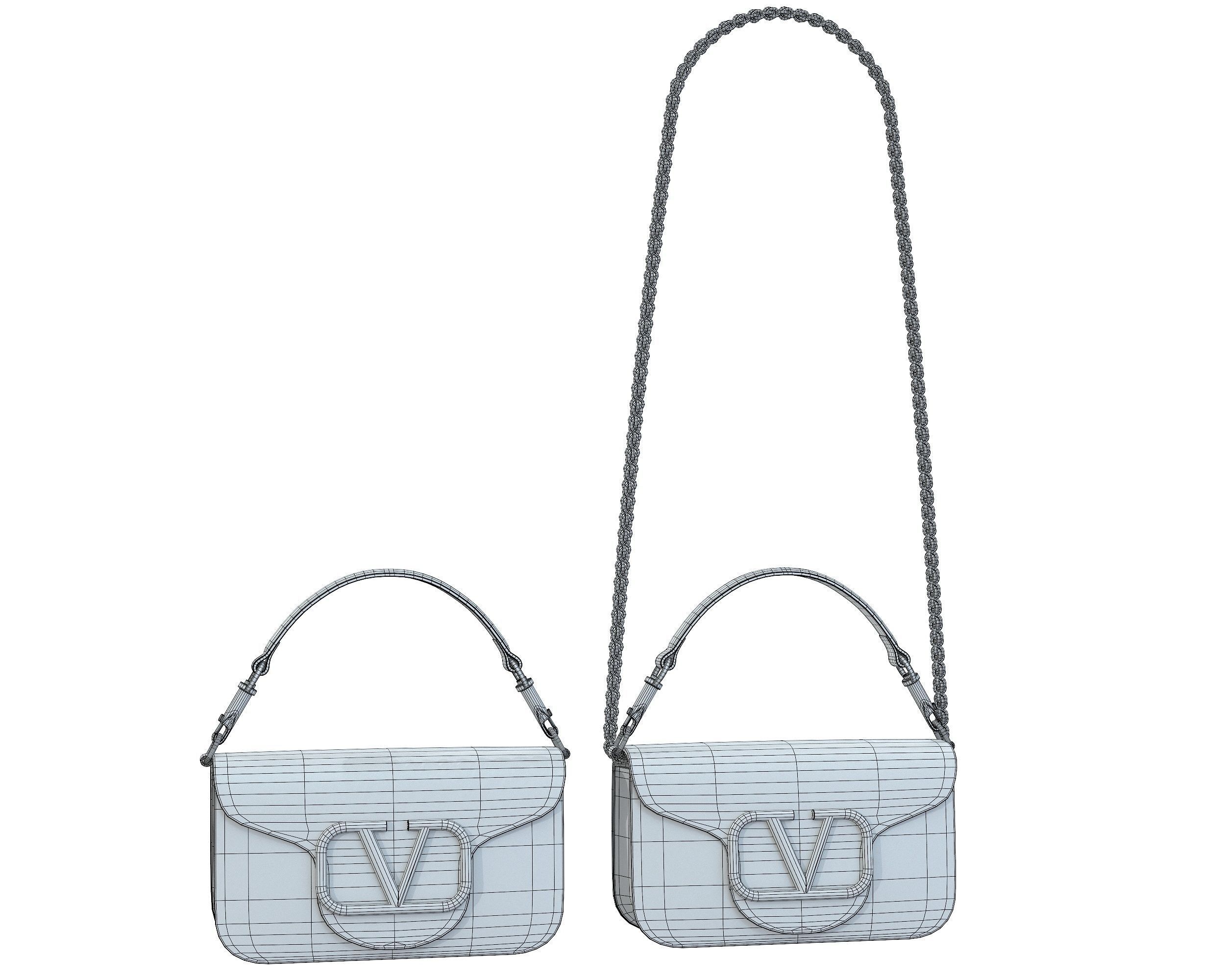 Valentino Garavani Loco Small Shoulder Bag Blue Snake Low-poly 3D model_10