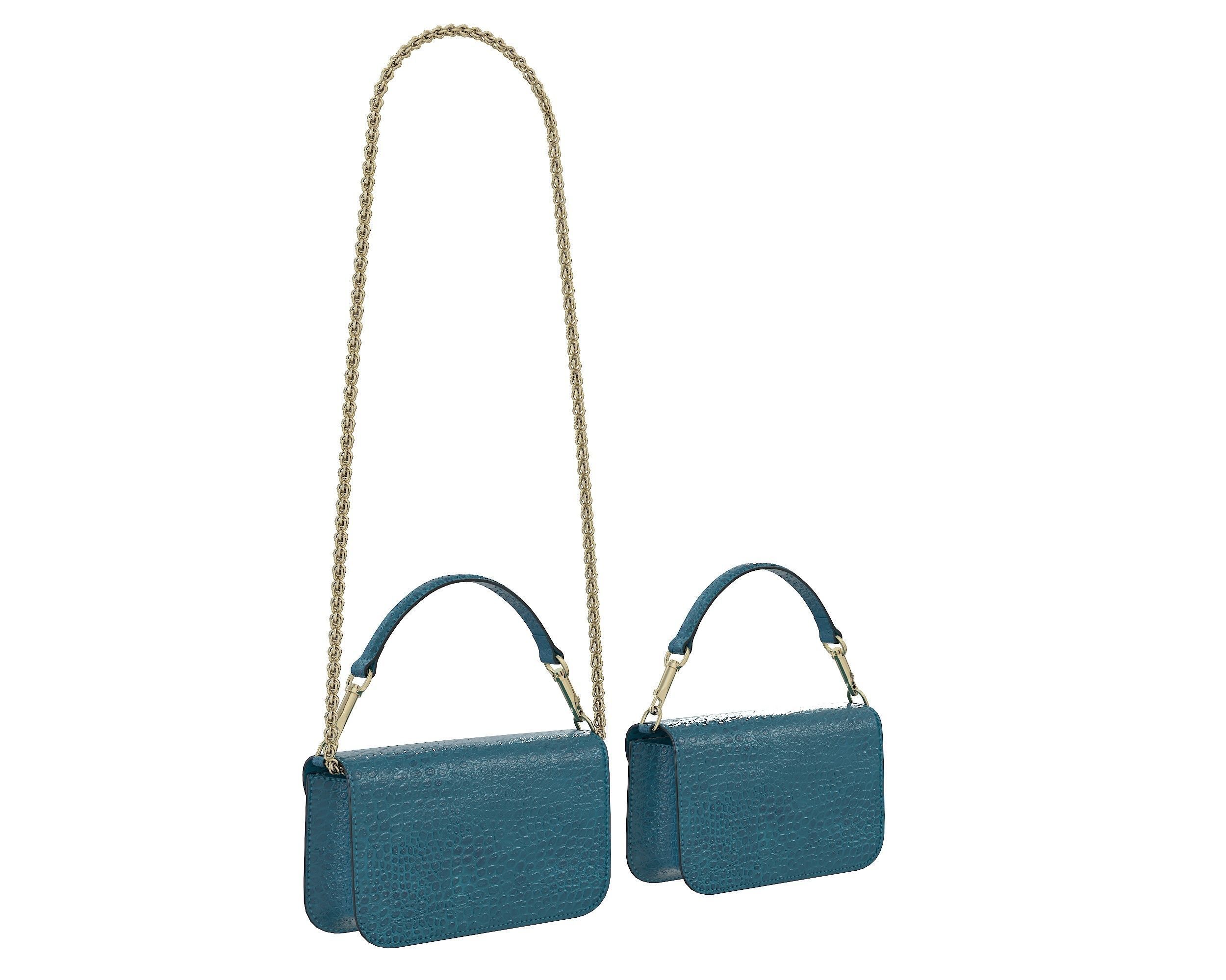 Valentino Garavani Loco Small Shoulder Bag Blue Snake Low-poly 3D model_2