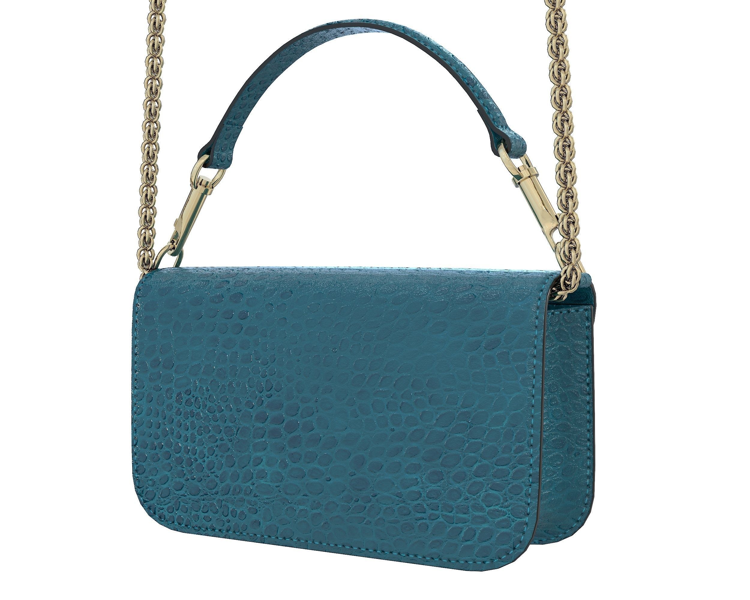 Valentino Garavani Loco Small Shoulder Bag Blue Snake Low-poly 3D model_6