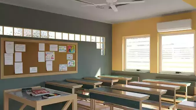 Small Modern Middle School Classroom 009