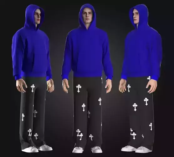 YEEZY PERFECT HOODIE and CHROME HEARTS 3D 3D model
