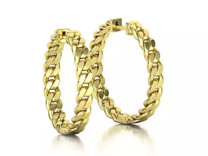 30mm Hoops Chain Earrings 3dprint model 5mm wide