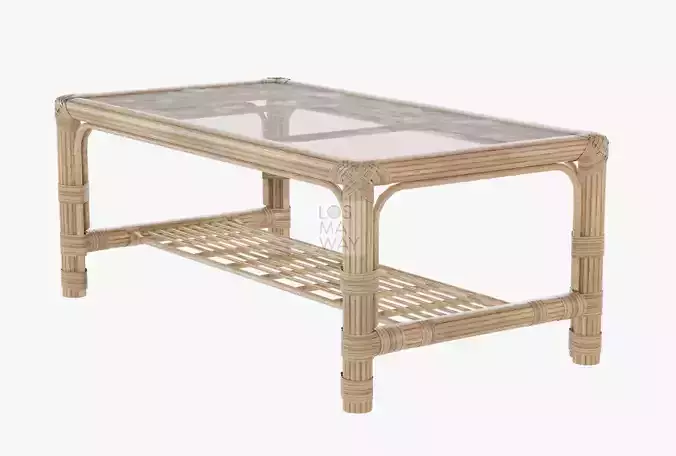 Low Poly Rattan Table Game Ready