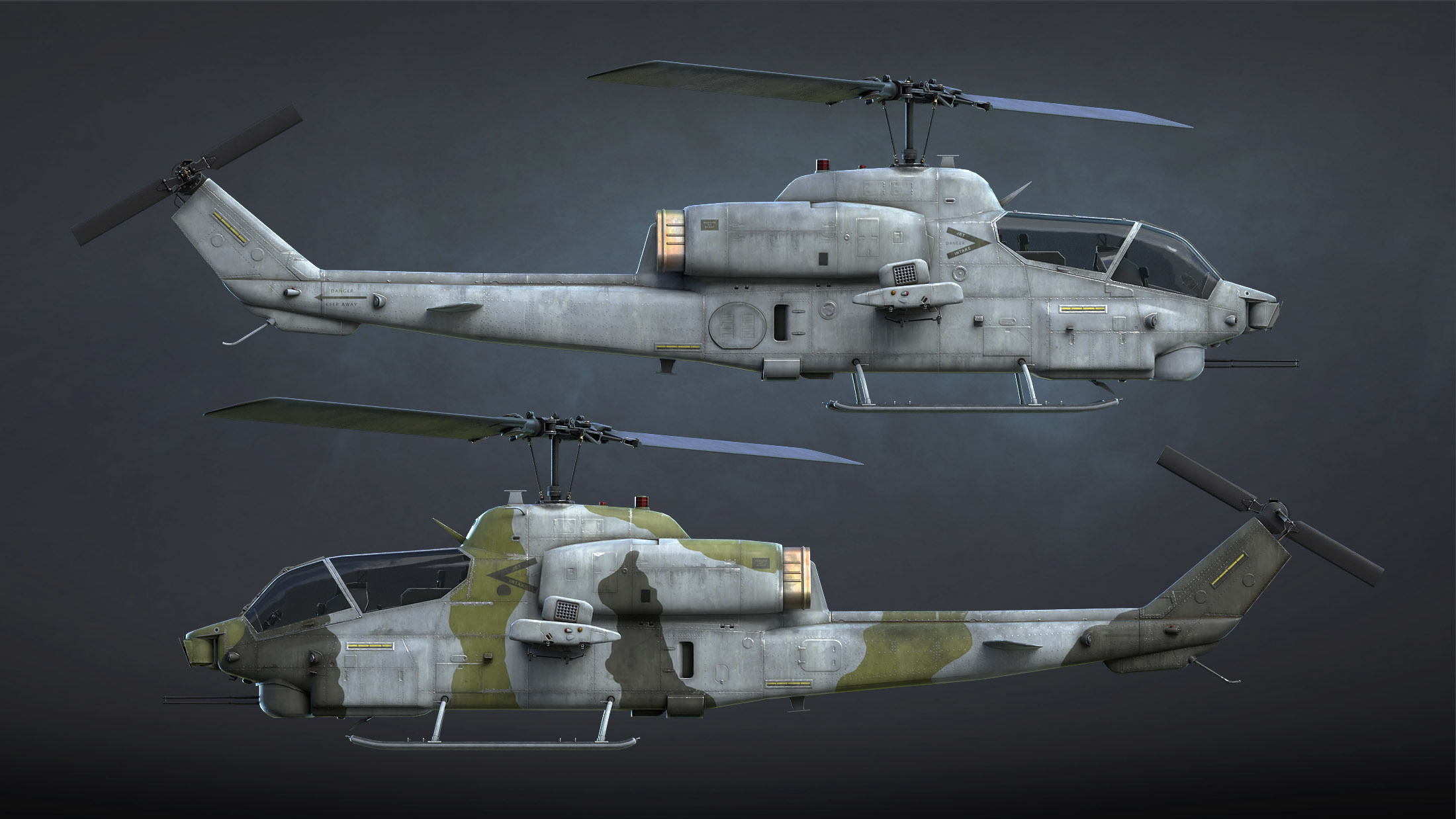 AH-1W Super Cobra Low-poly 3D model_12