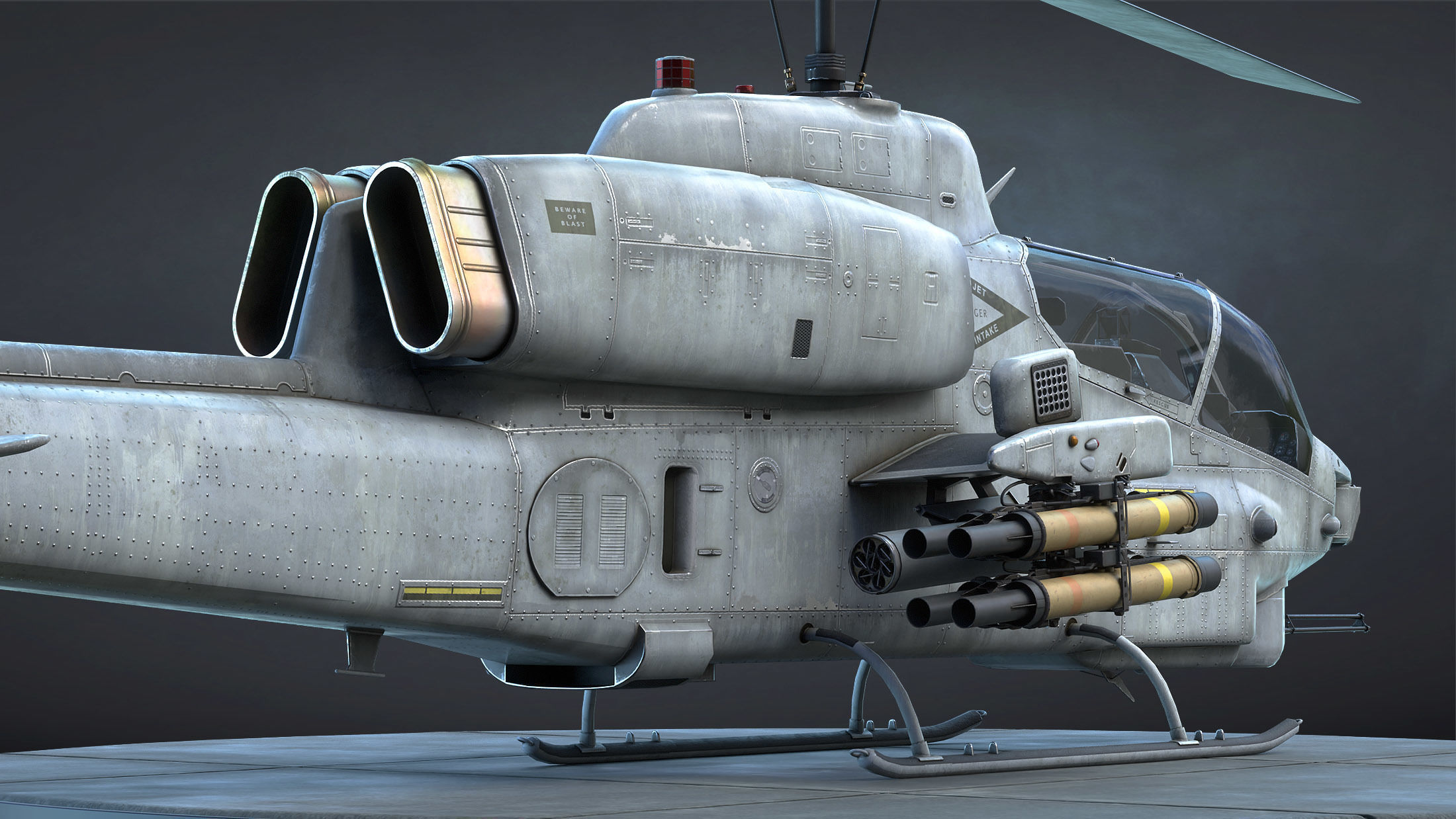 AH-1W Super Cobra Low-poly 3D model_9