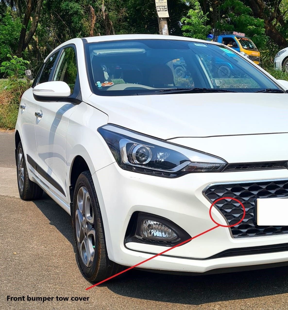hyundai i20 2017 front bumper tow cover 3D print model_2