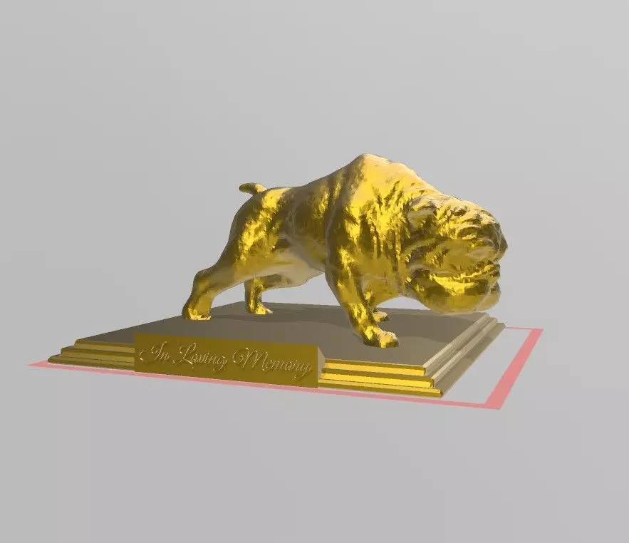 Bulldog Memorial Digital STL 1 3d Printable Dog 3D Model 3D print model_0
