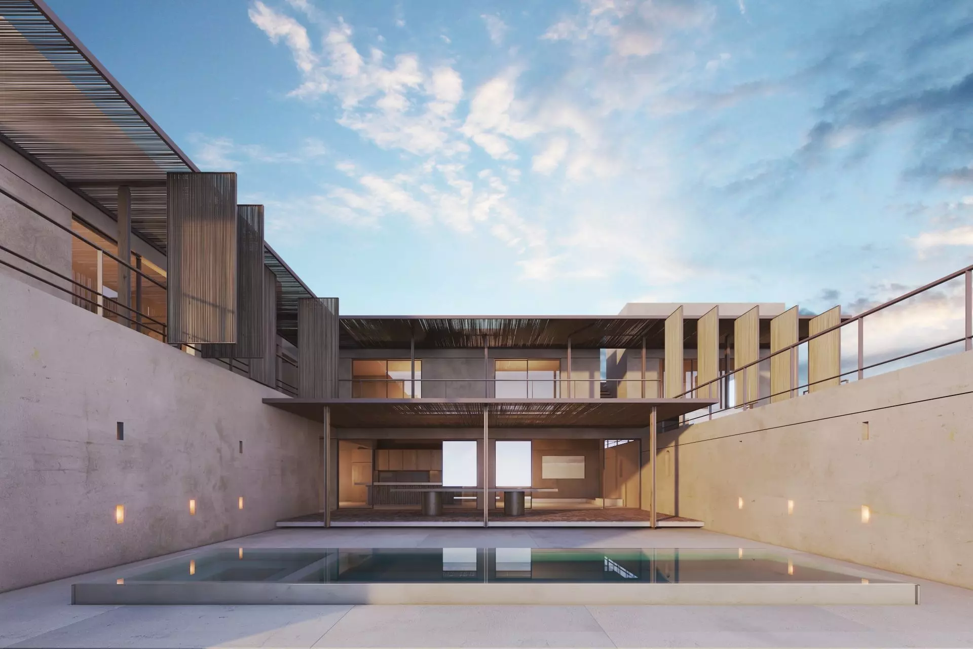 House concrete with pool 3D model_0