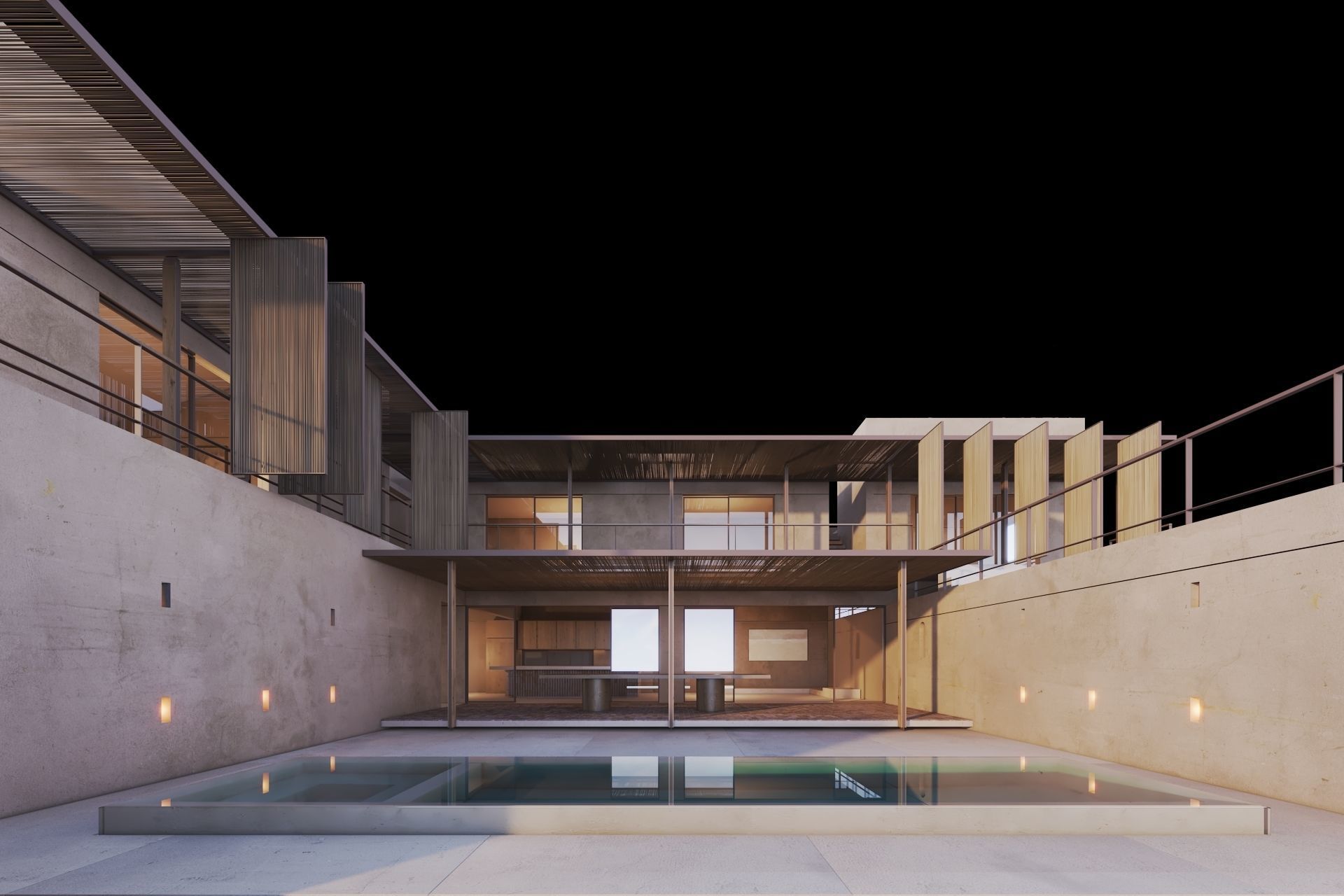 House concrete with pool 3D model_7