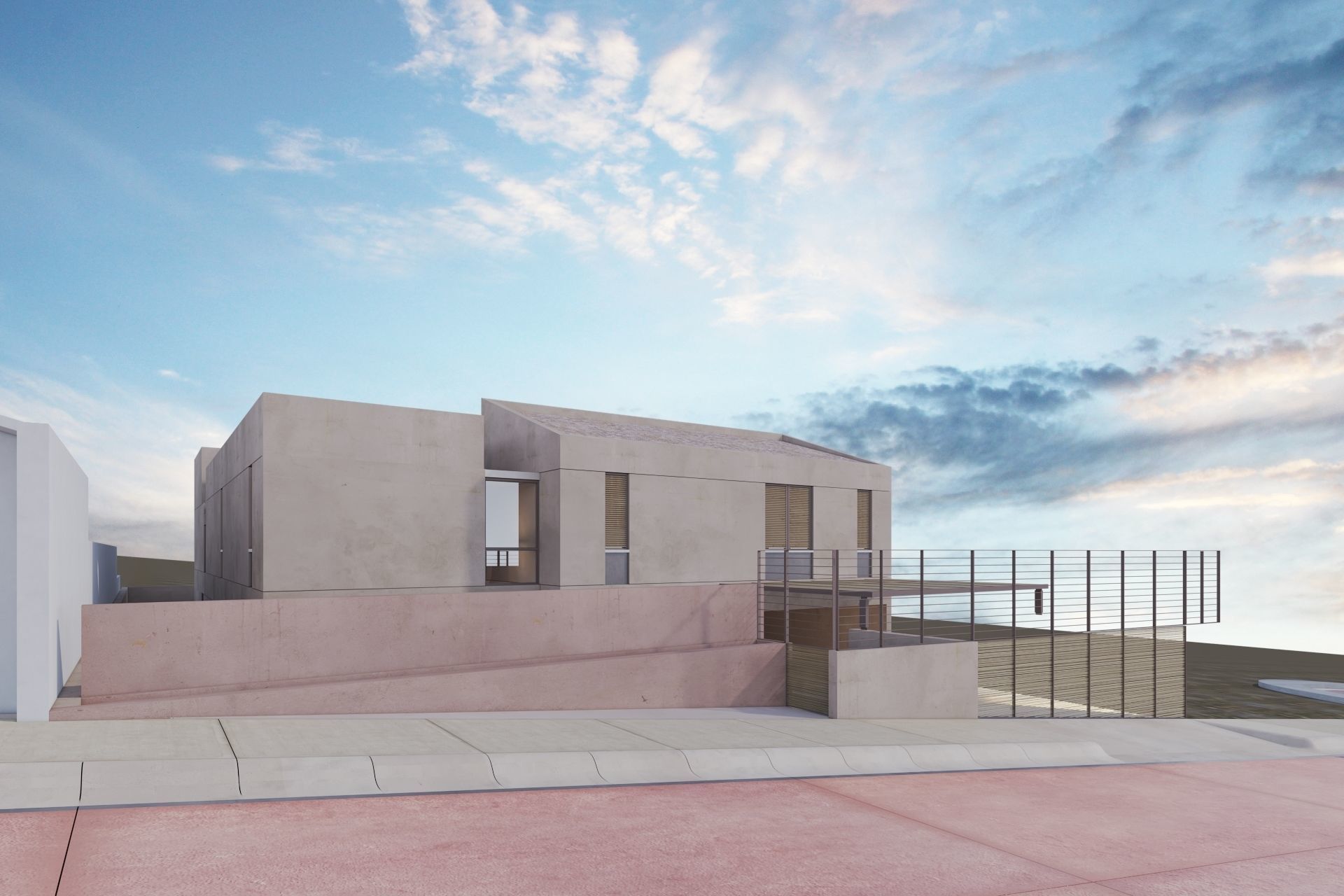 House concrete with pool 3D model_9