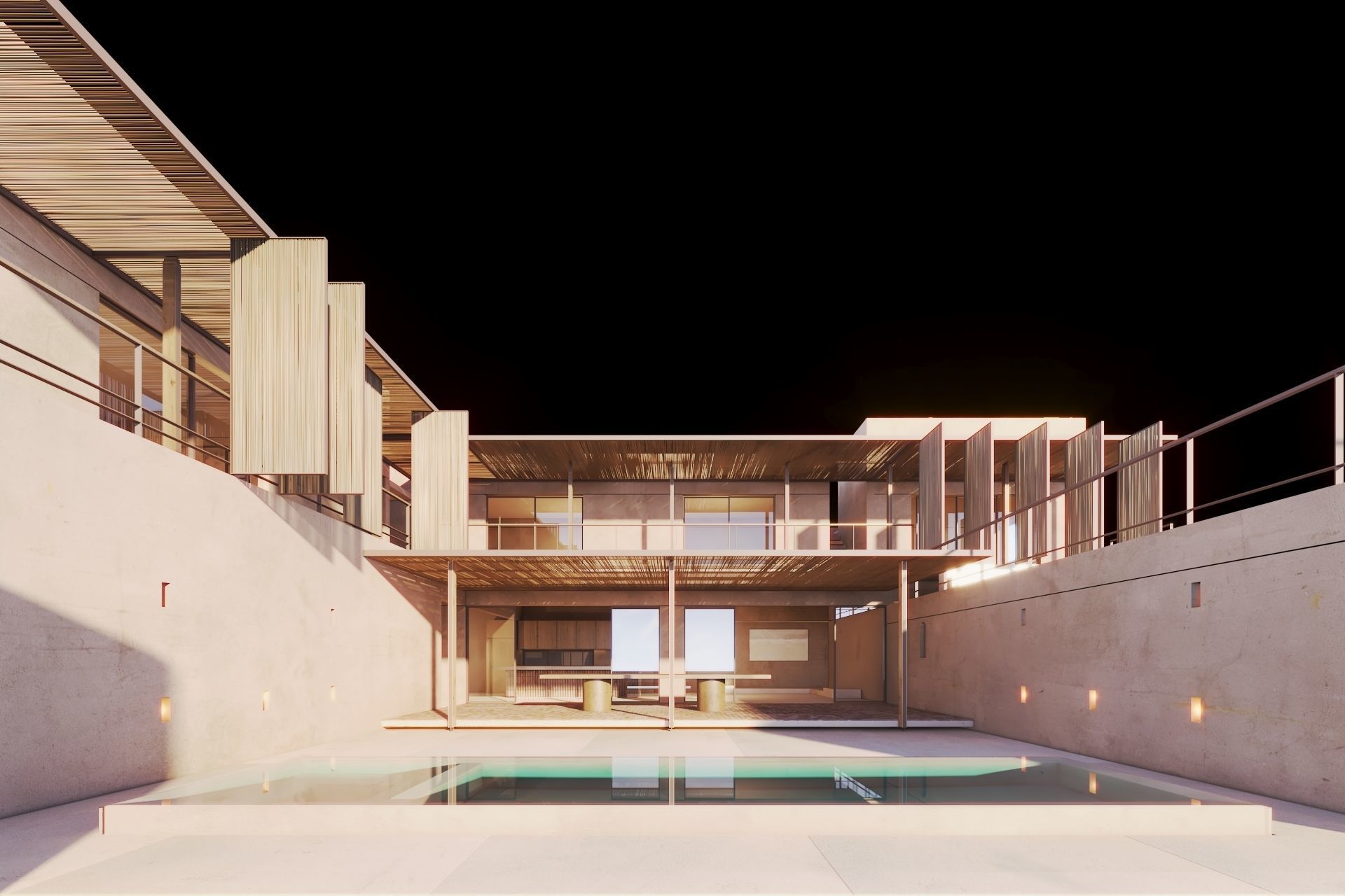 House concrete with pool 3D model_10