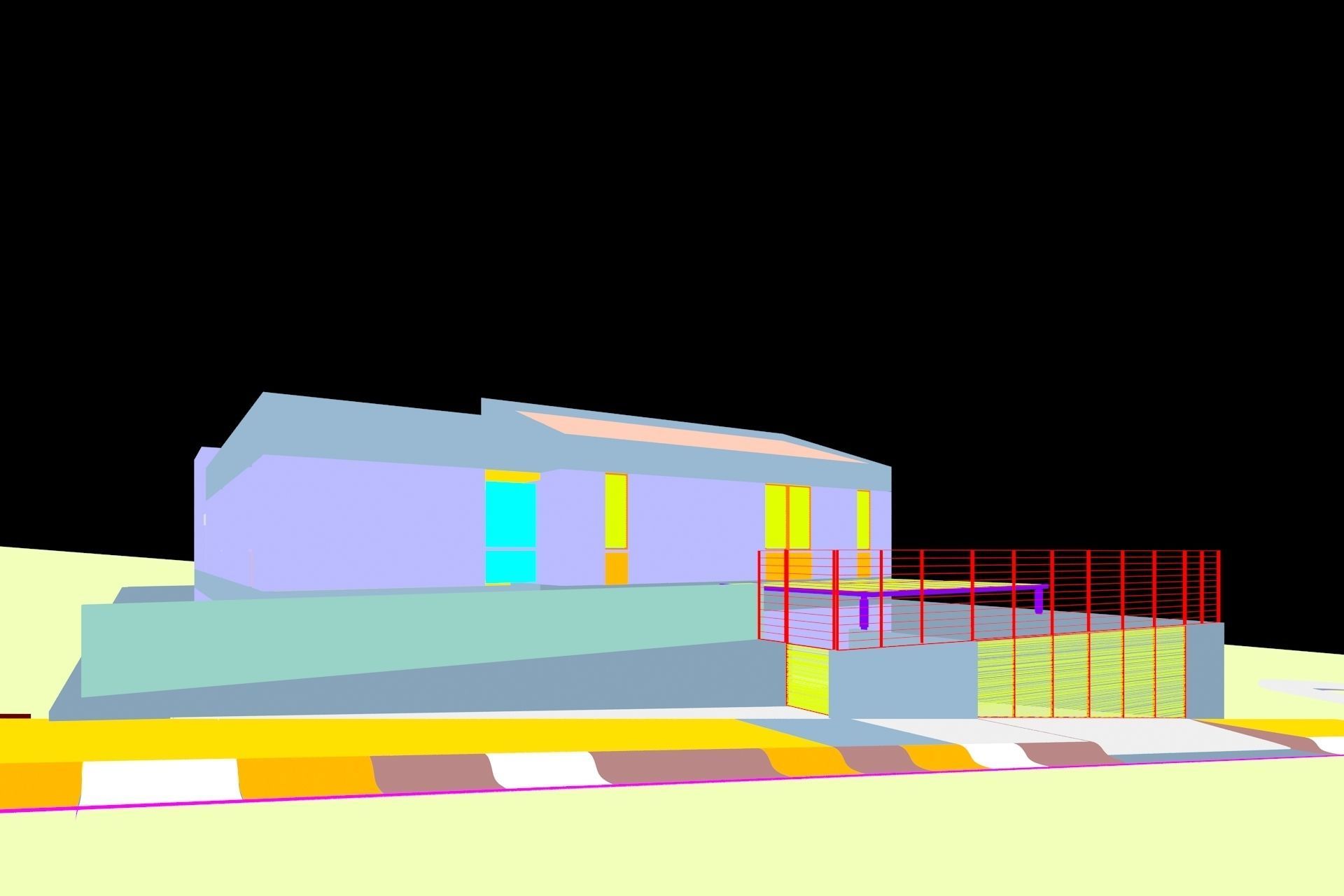 House concrete with pool 3D model_6