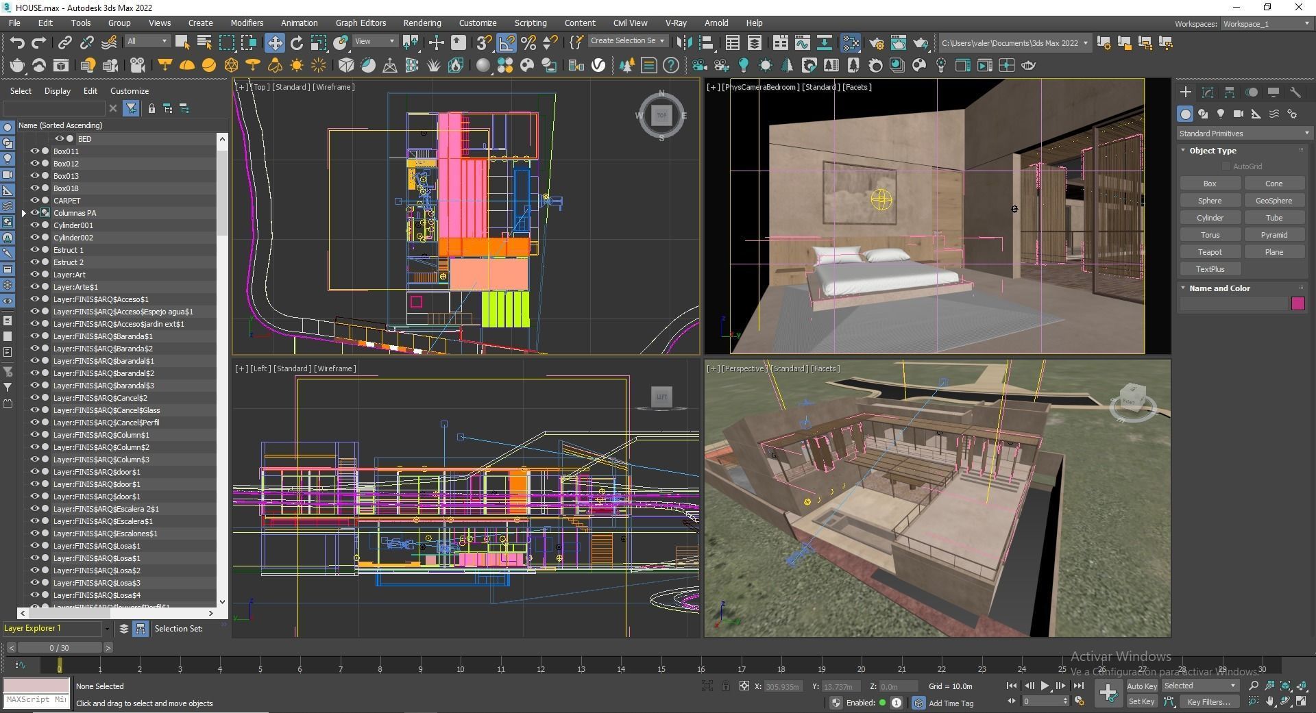 House concrete with pool 3D model_16