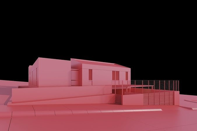 House concrete with pool 3D model 5