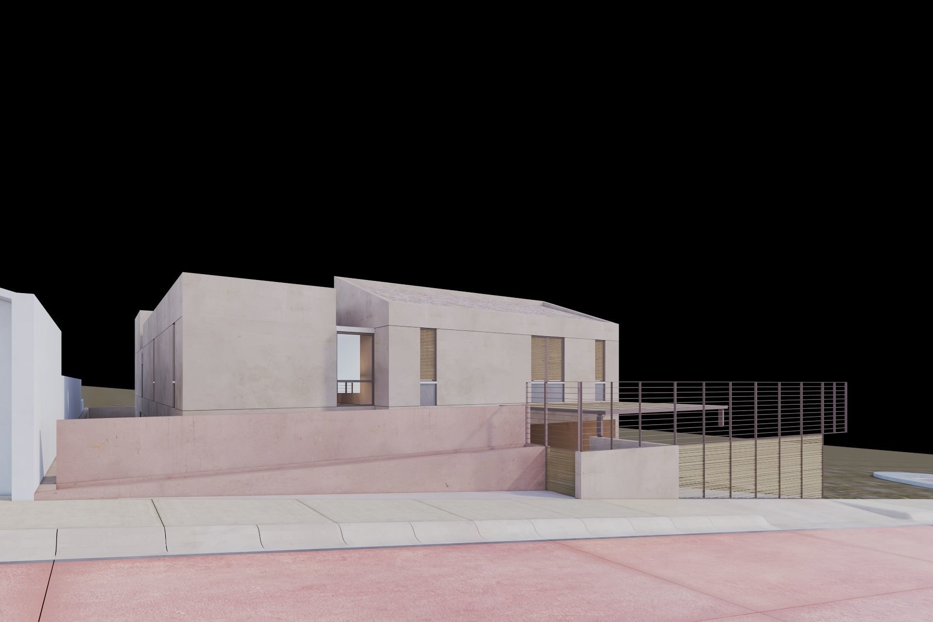 House concrete with pool 3D model_3