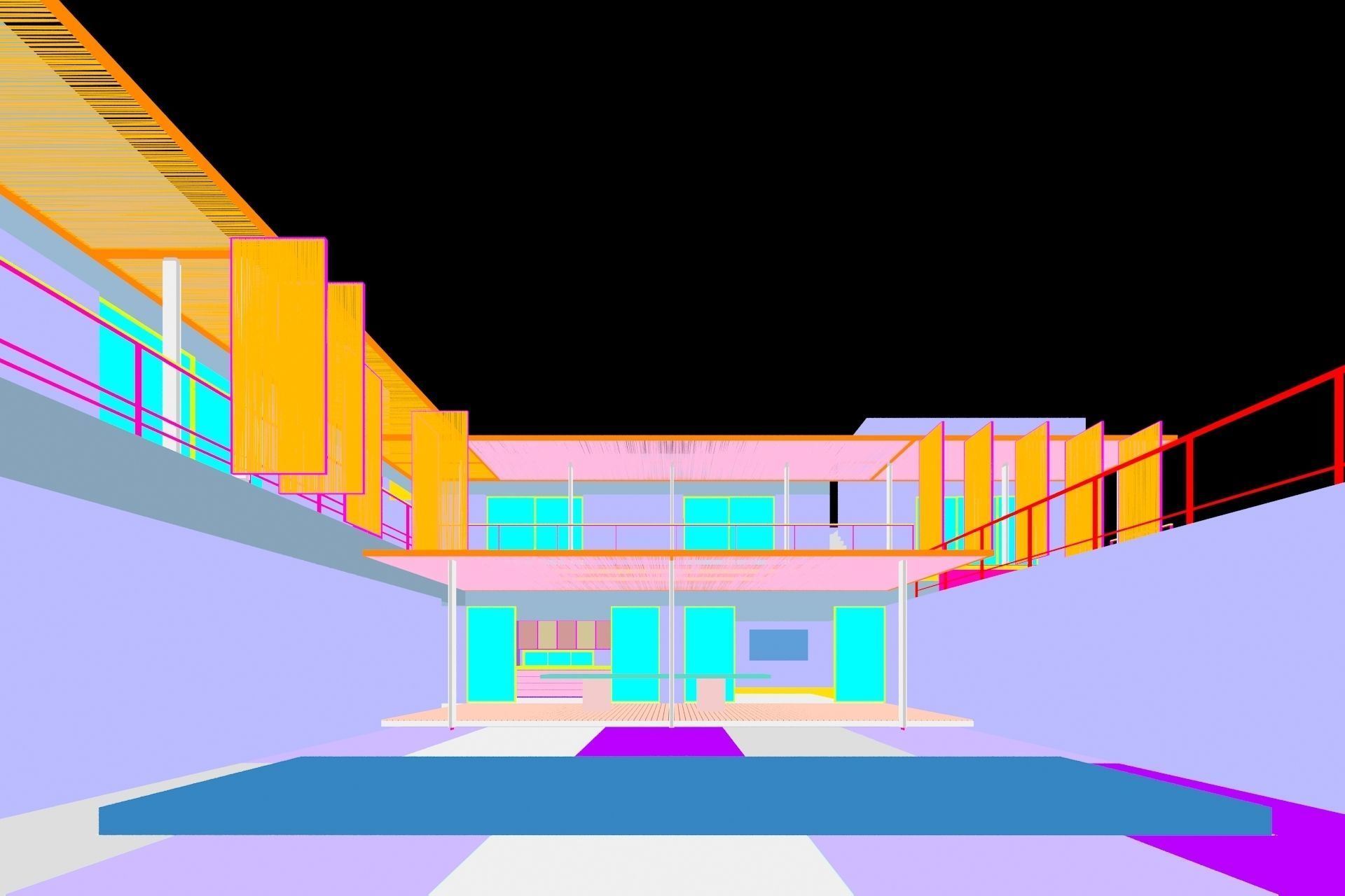 House concrete with pool 3D model_8