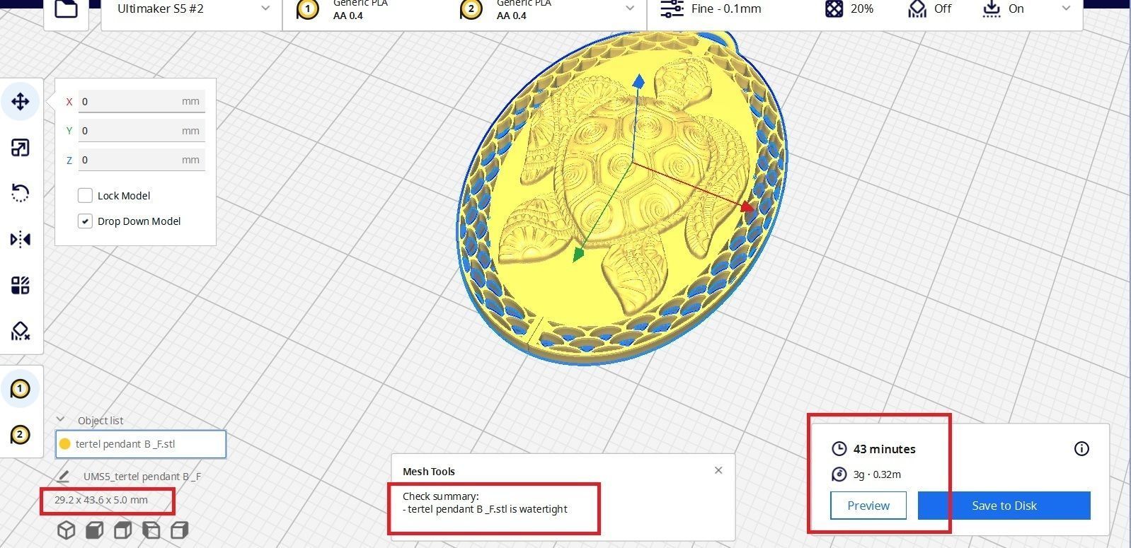 Turtle  Pendant   3D print model_6