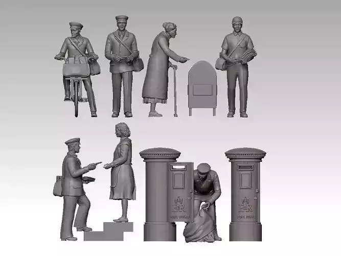 POSTMEN statue of man and woman 3D print model