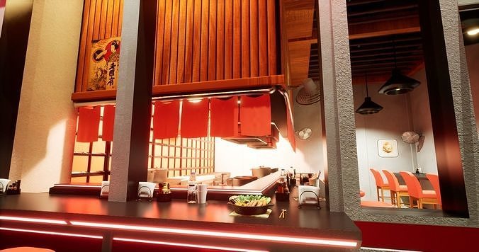 Ramen Shop Low-poly 3D model 4