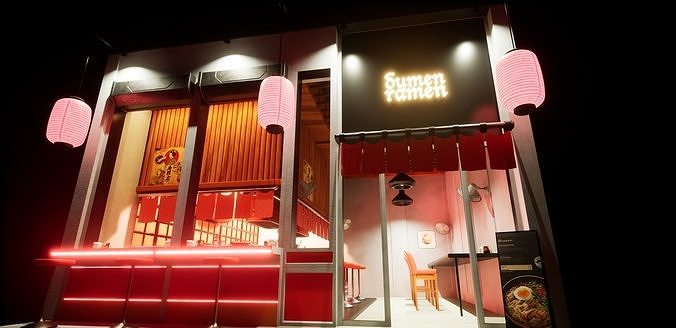 Ramen Shop Low-poly 3D model 2