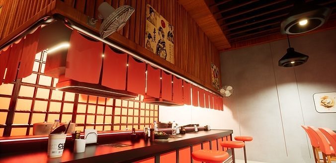 Ramen Shop Low-poly 3D model 6
