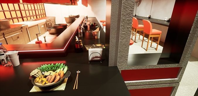 Ramen Shop Low-poly 3D model 3
