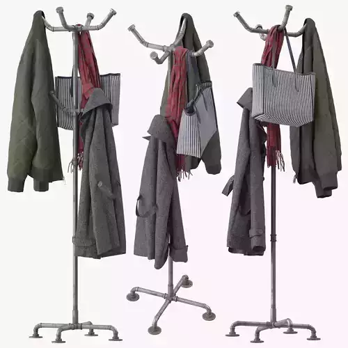 Industrial Coat Racks 3D model