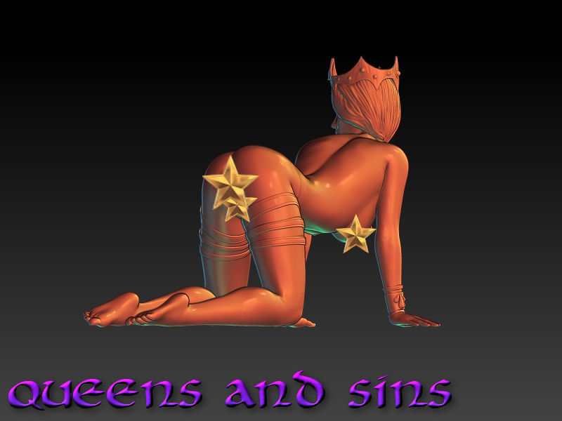 Queens and sins - Queen Amalia- erotic miniature 75 mm  3D print model_1