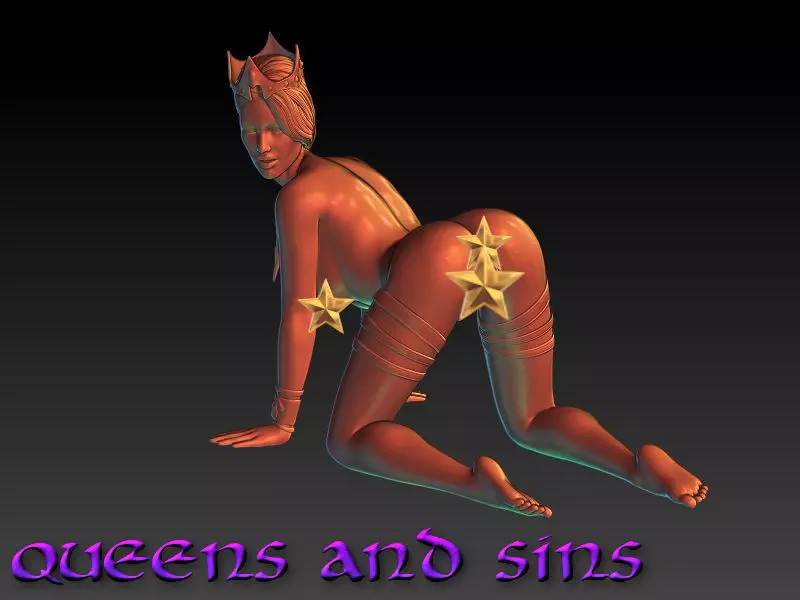 Queens and sins - Queen Amalia- erotic miniature 75 mm  3D print model_0