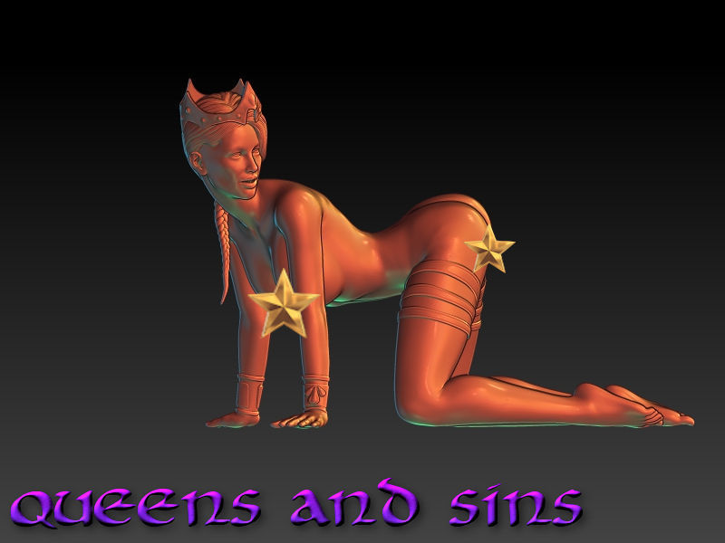 Queens and sins - Queen Amalia- erotic miniature 75 mm  3D print model_2