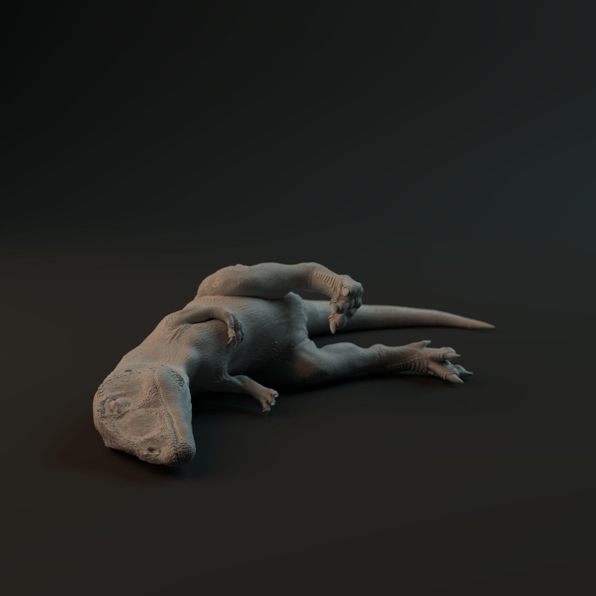 Carcharadontosaurus hatchling sleeping on back - pre-supported 3D print model_1