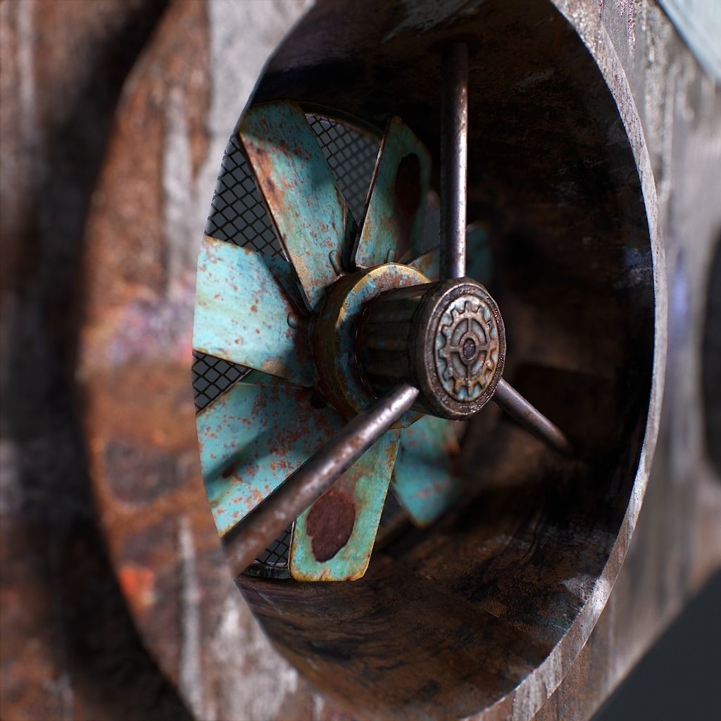 Old Industrial Ventilation Low-poly 3D model_14