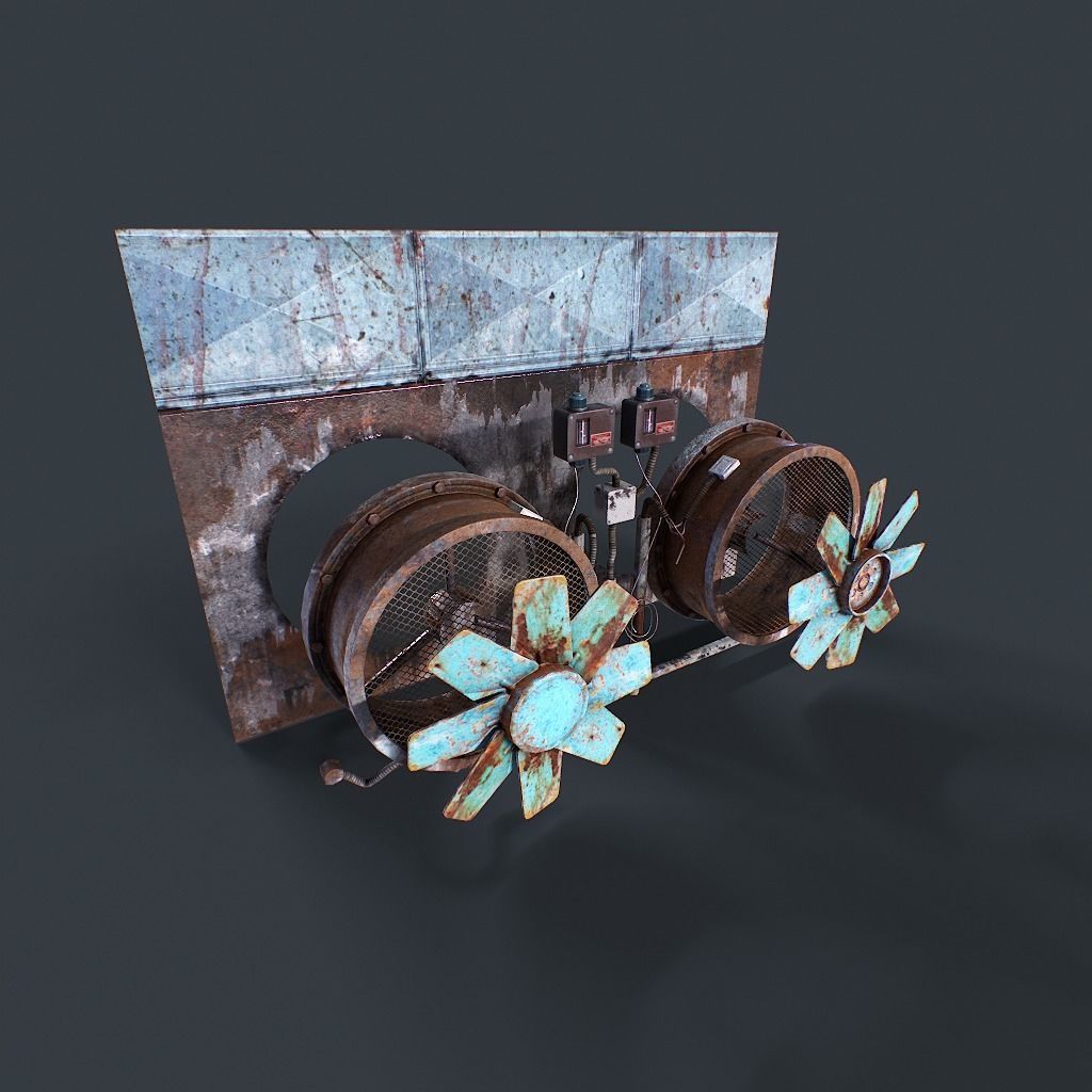 Old Industrial Ventilation Low-poly 3D model_18