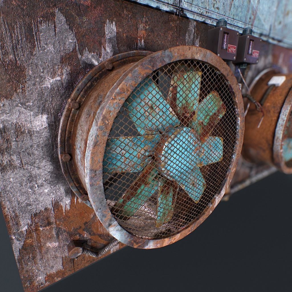 Old Industrial Ventilation Low-poly 3D model_5