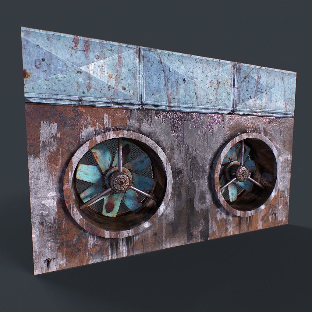 Old Industrial Ventilation Low-poly 3D model_4