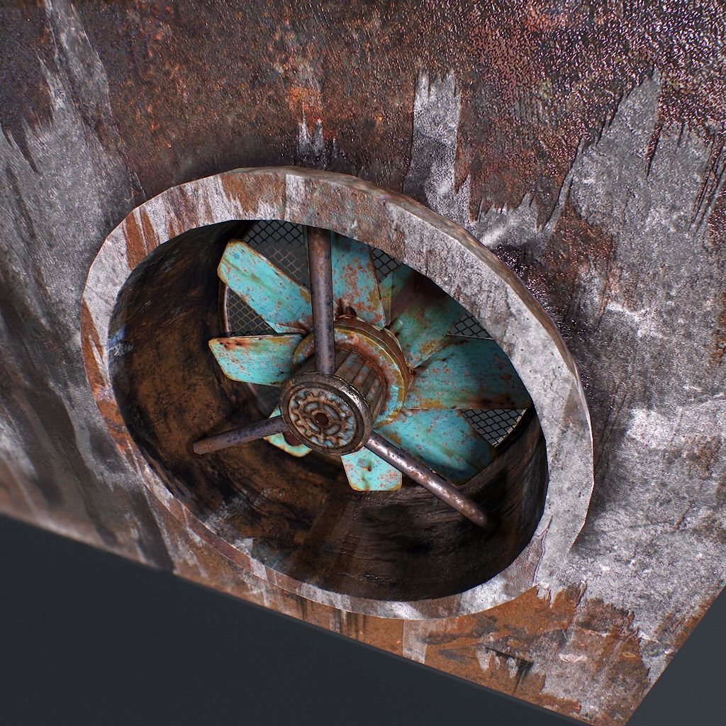 Old Industrial Ventilation Low-poly 3D model_12